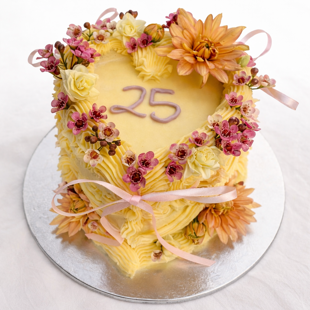 Floral Vintage Heart Cake